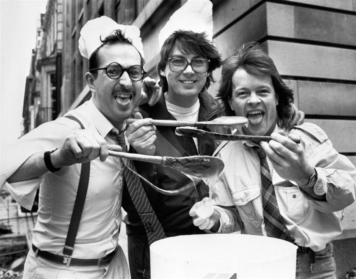 Steve Wright pictured in 1988 with Mike Read and Bruno Brookes (PA)