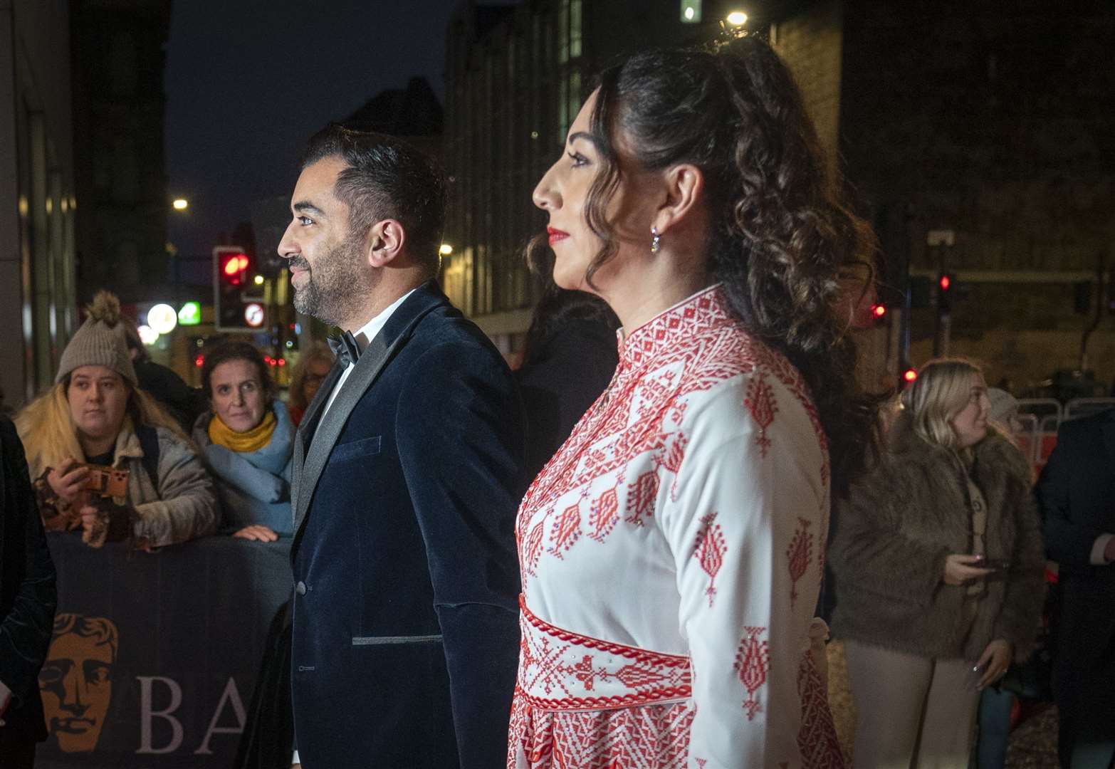 Humza Yousaf and wife Nadia El-Nakla who is of Palestinian heritage (Jane Barlow/PA Wire)