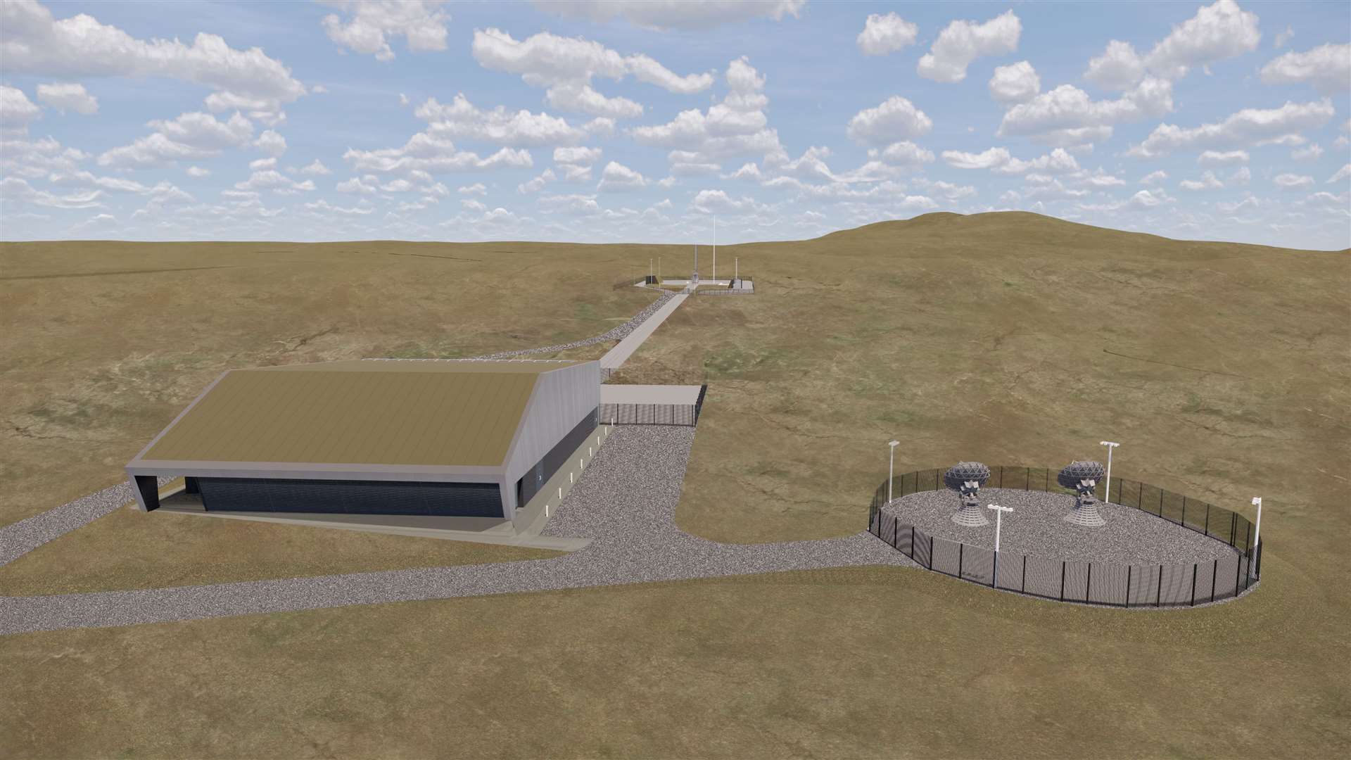 An artist's impression of the new spaceport to be based on the A'Mhoine peninsula in Sutherland. Picture: NORR Architects