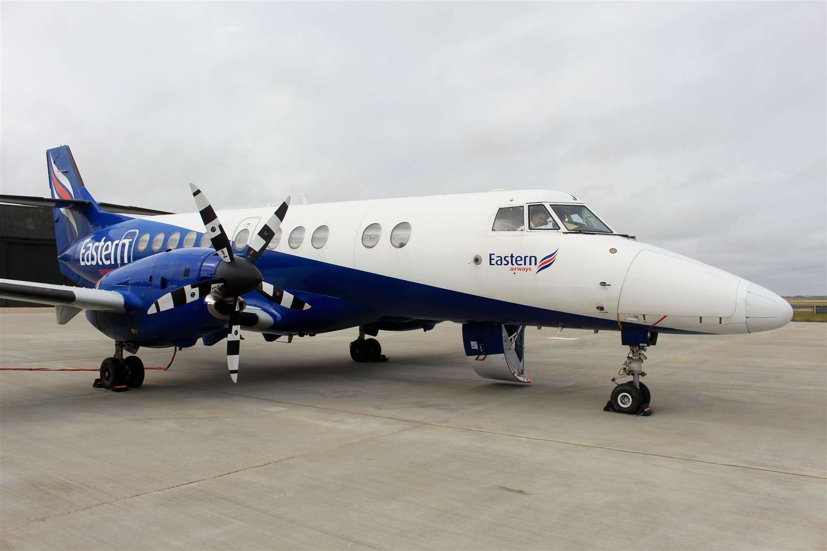 Eastern Airways' 29-seater Jetstream 41 at Wick John O'Groats Airport for the first flight at the start of last week. Picture: Alan Hendry