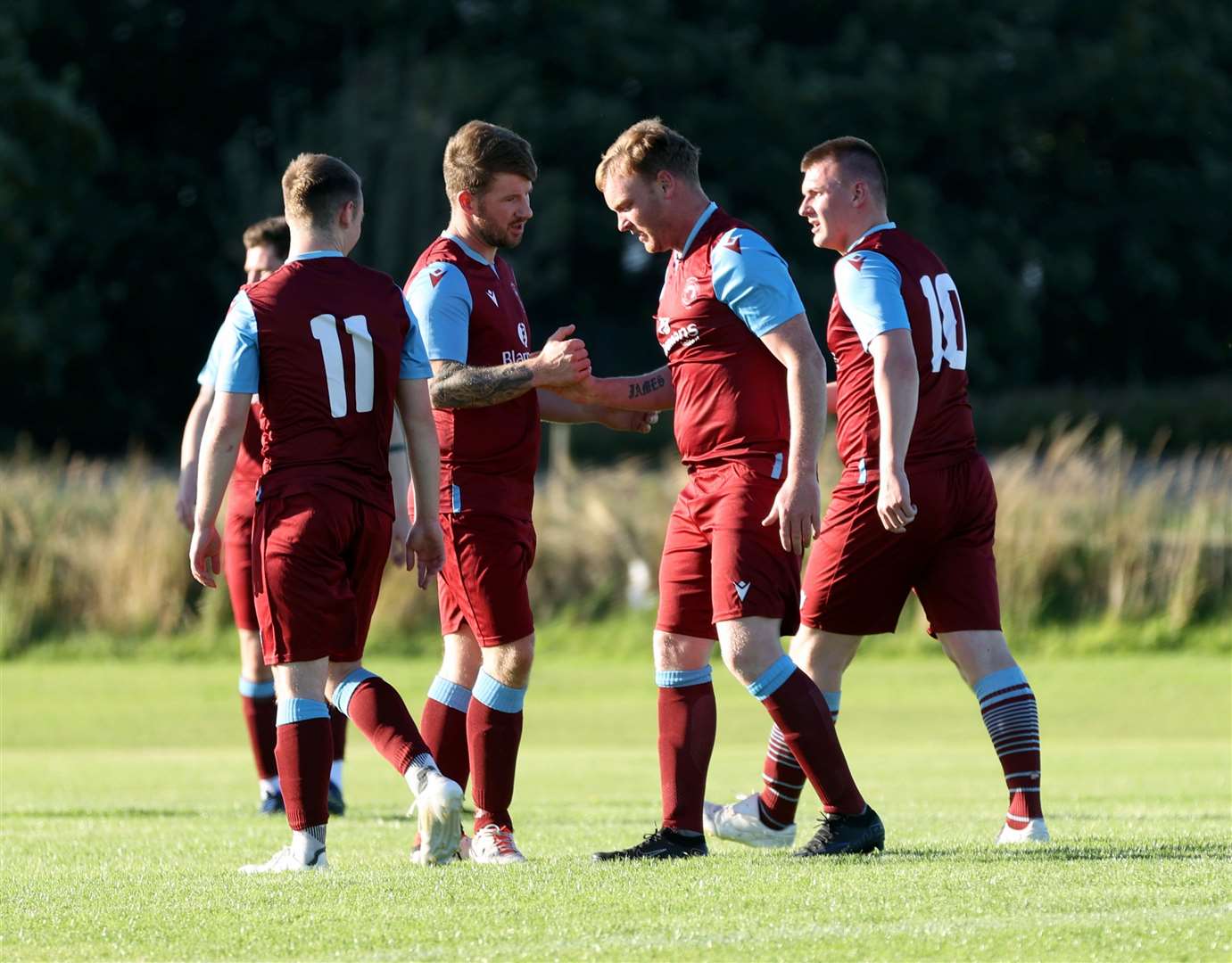 James Murray (centre) scored one of Pentland United's goals in their 4-0 win at John O’Groats. Picture: James Gunn