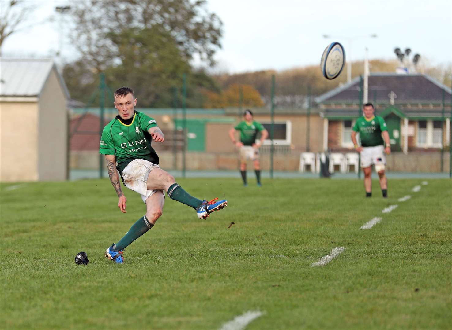 Shane Campbell successfully kicks a conversion to make the score 17-19. Picture: James Gunn