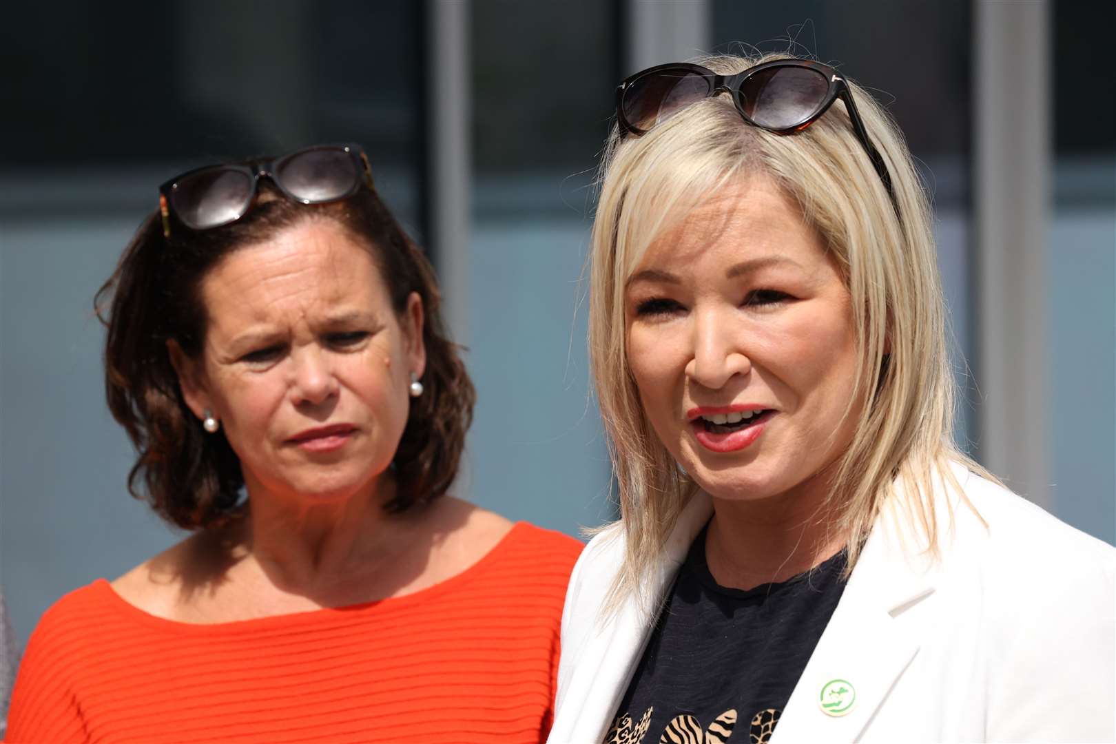 Sinn Fein’s president Mary Lou McDonald and vice president Michelle O’Neill speak to the media after addressing he party’s ruling council in Dublin (Sam Boal/PA)