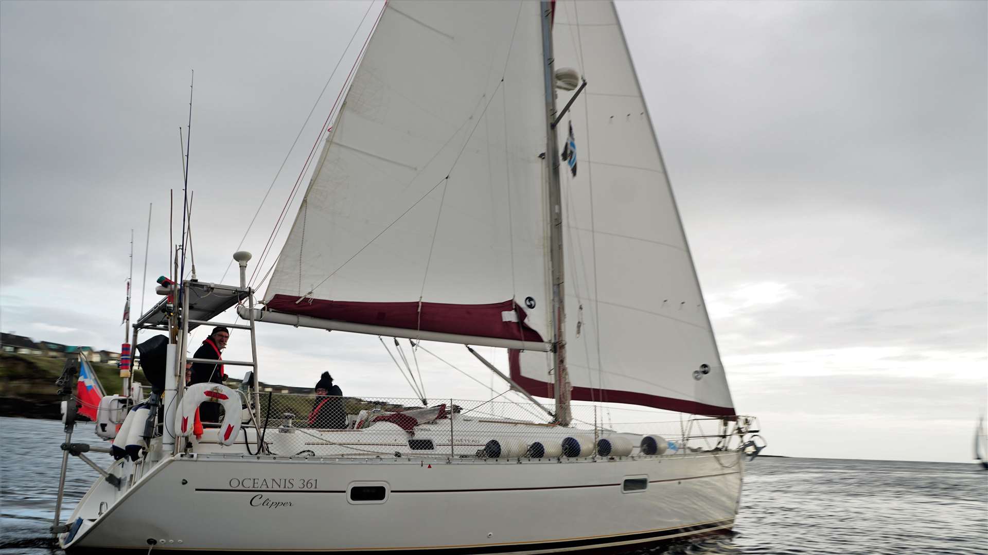 George Durrand, who planned the event, sails CD Venture into the bay. Picture: DGS