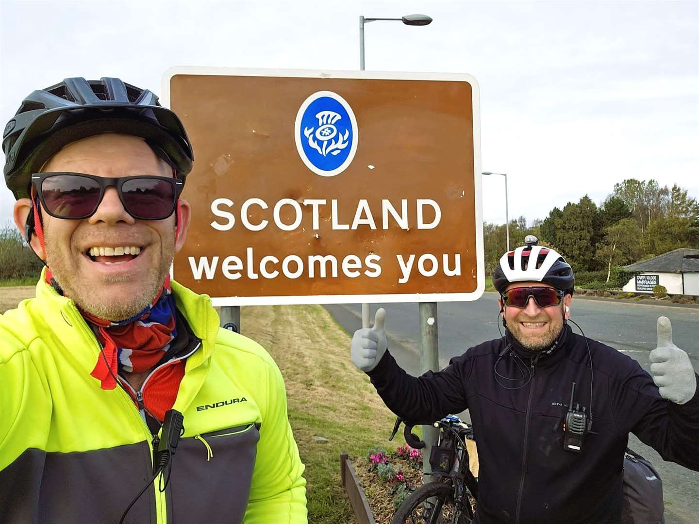 Mark Evans (left) and Ian McGuire are nearing the end of their LeJog 2 LeGig challenge in memory of Paul Bradley.