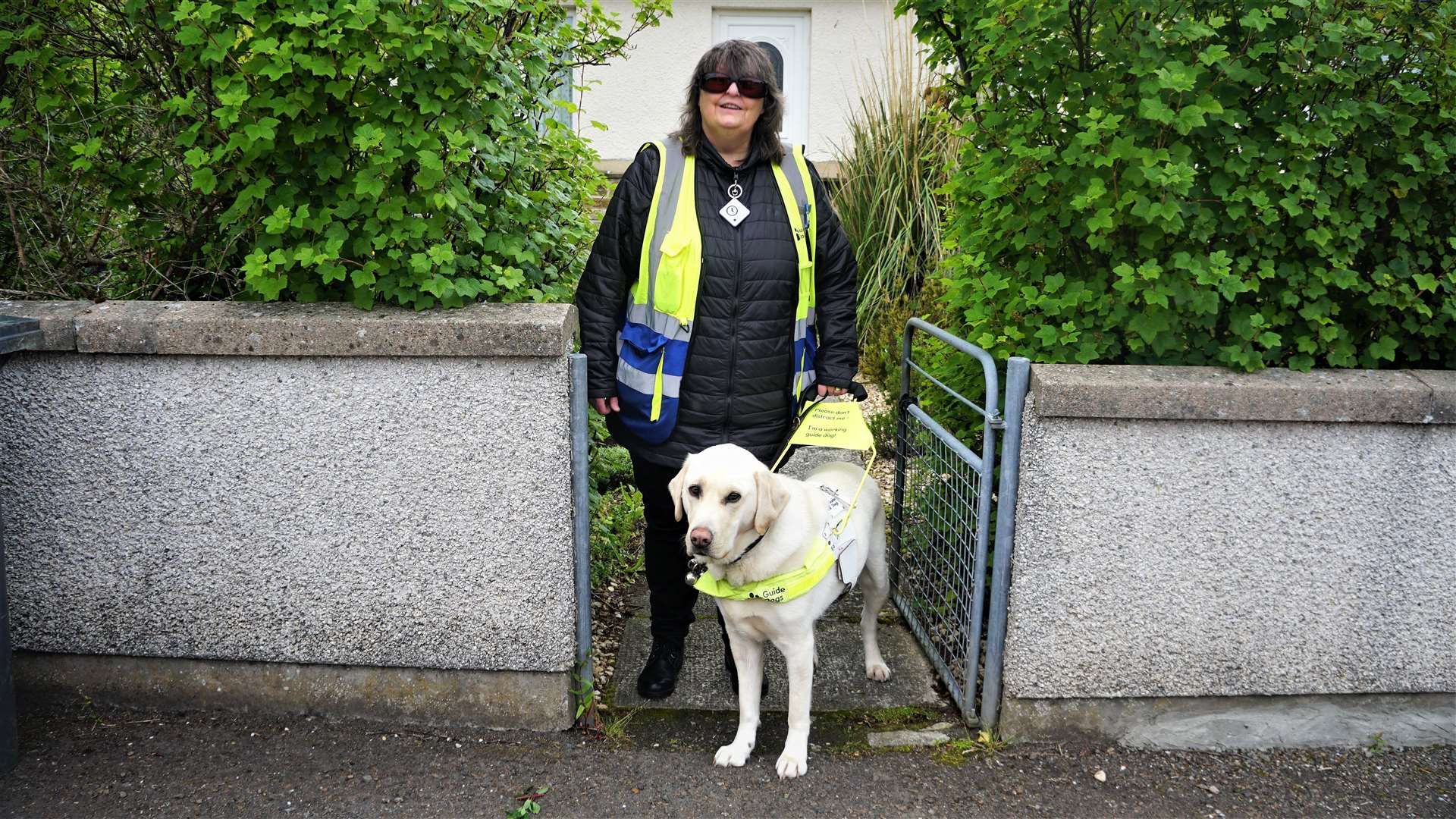 Caron Jones outside her home in Watten along with guide dog Qantas. Picture: DGS