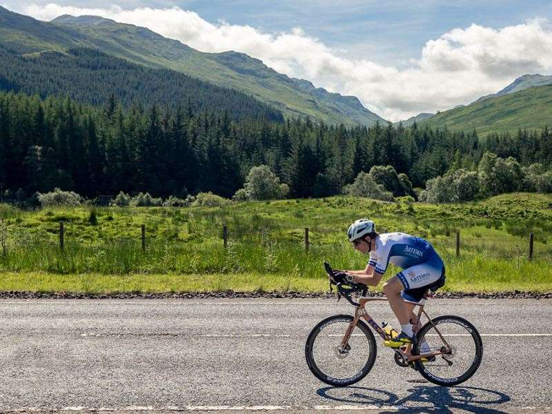 Record-breaking athlete Mark Beaumont cycling the North Coast 500.