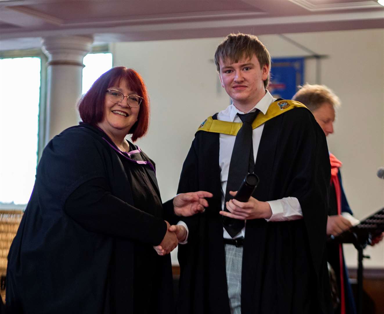Lydia Rohmer with Owen Fulton PDA Carpentry and Joinery graduate. Picture: John Baikie/UHI