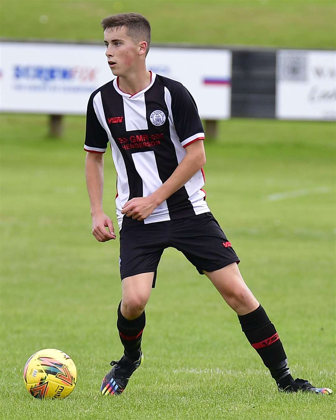 Matthew Aitkenhead got the equaliser as Wick Academy under-18s drew 3-3 at Lossiemouth. Picture: Mel Roger