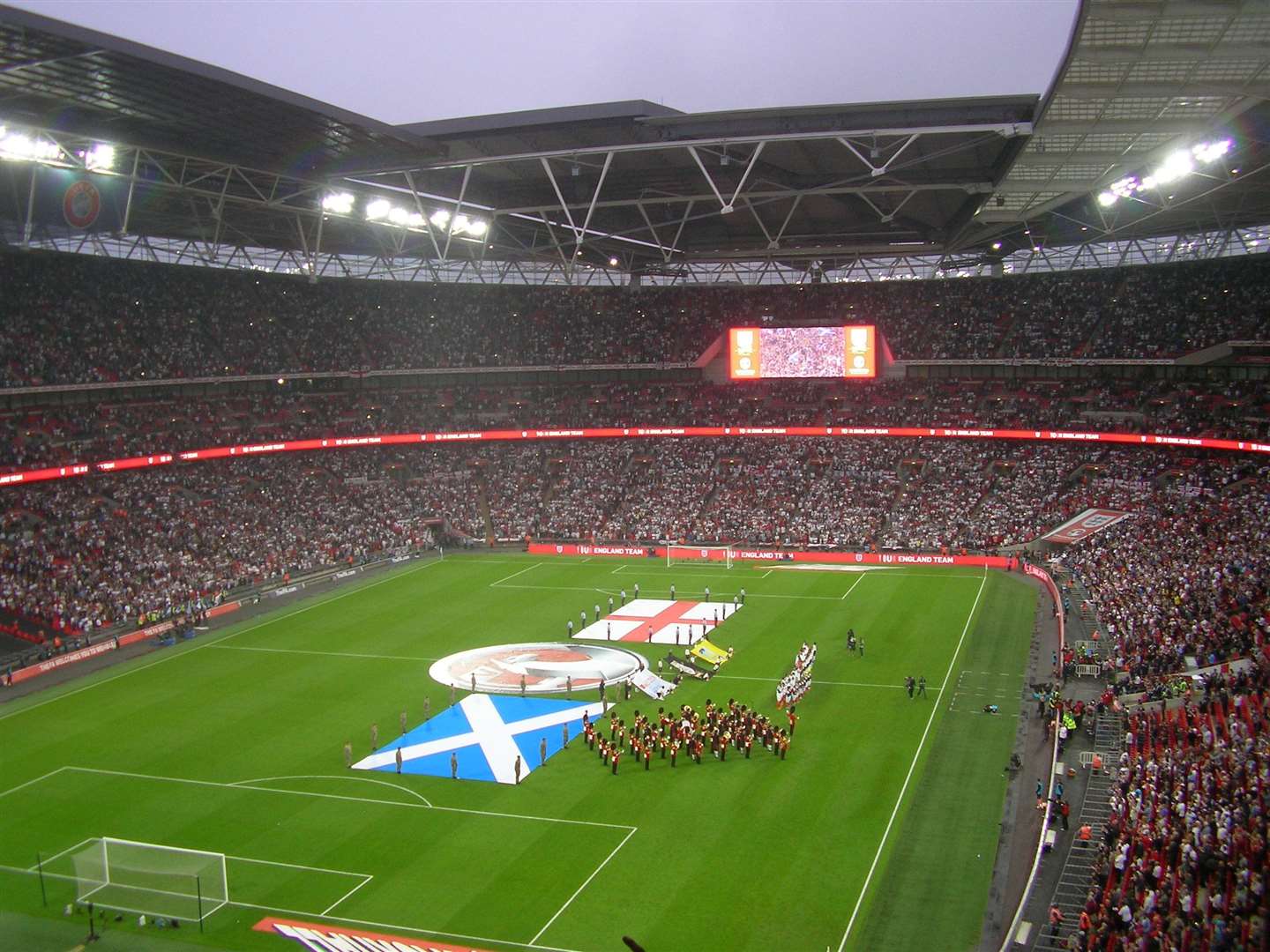 England and Scotland lining up at Wembley for a friendly in August 2013. Scotland led twice that night only for England to run out 3-2 winners. Picture: Alan Hendry