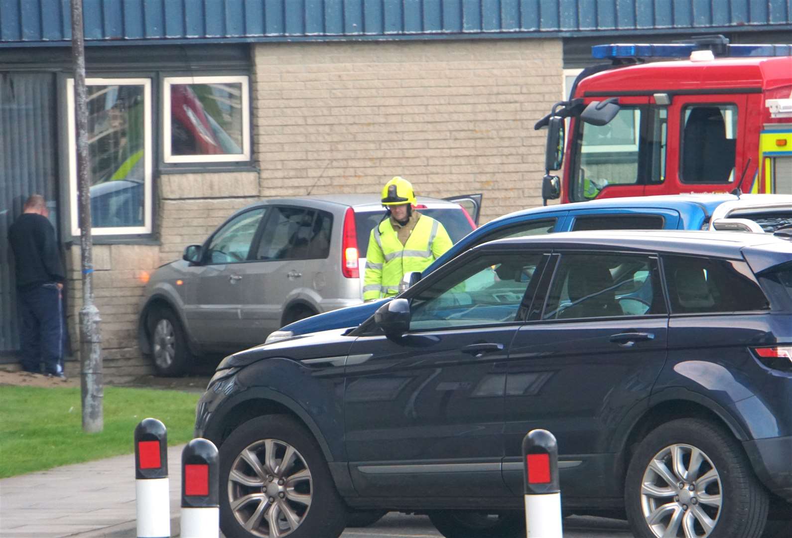 Emergency services at the scene of the incident outside the hospital. Picture: DGS
