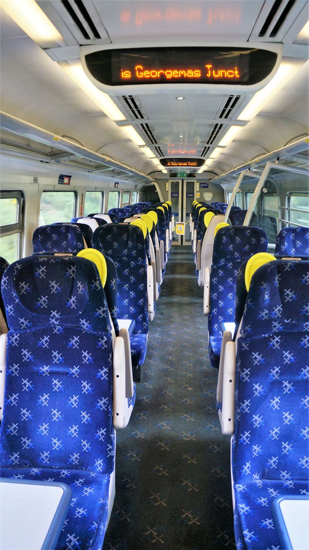 Empty carriage on Wick to Thurso train. A reduction in staffing has led to an increase in fare dodging. Picture: DGS