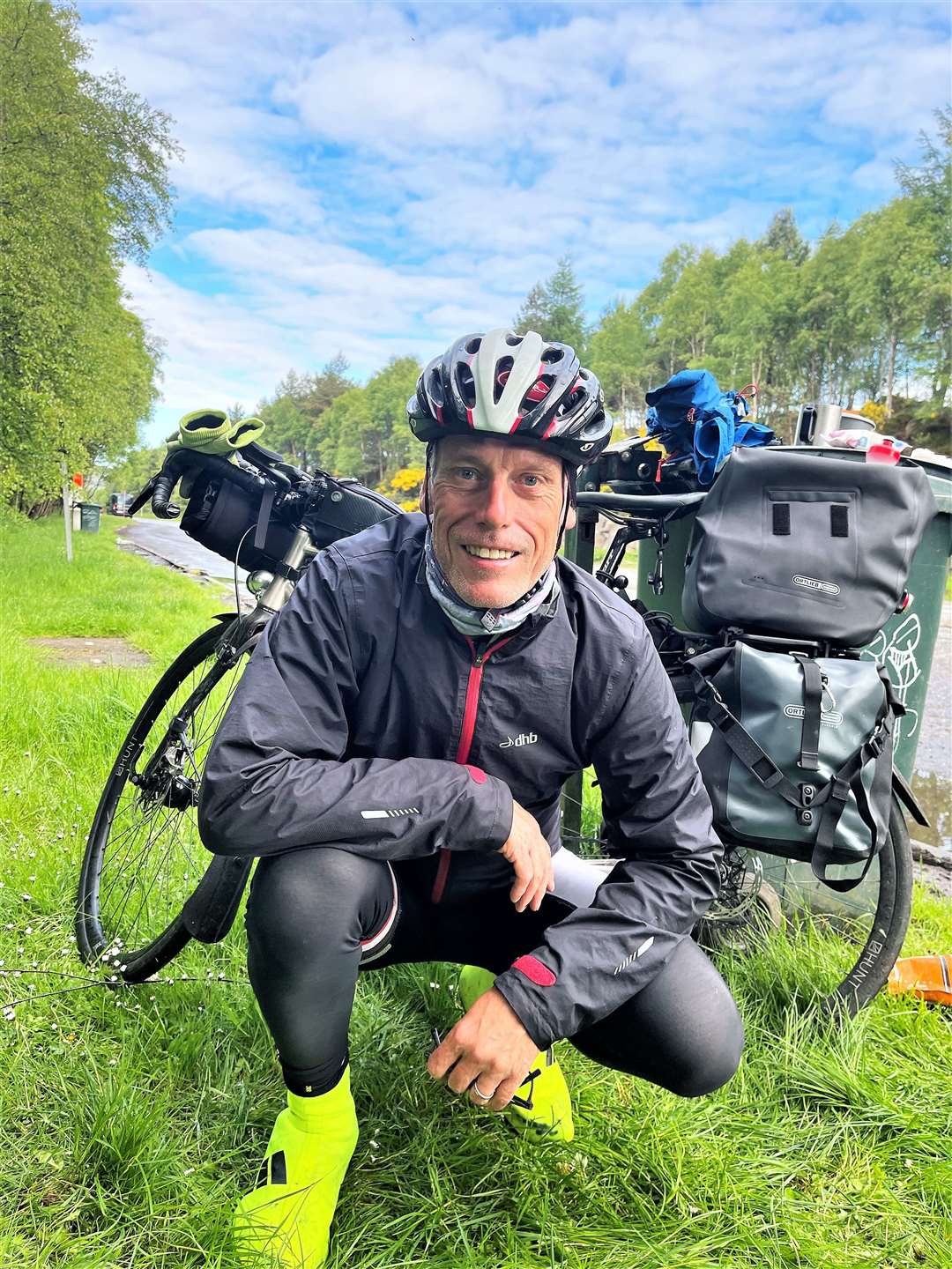 Tim Styles on his Lejog cycle ride last year. He is setting off on the same journey but including the return trip to make it a Lejogle.