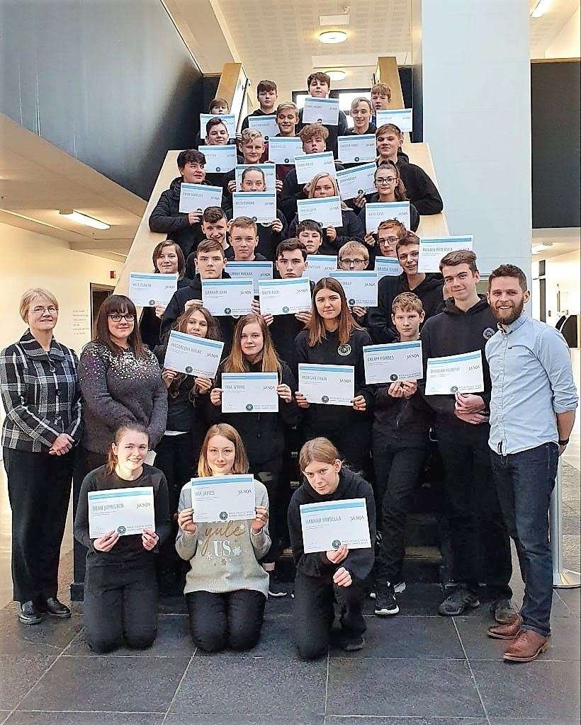 The successful students with their awards flanked by rector Dr Fiona Grant, far left, along with teacher Kirsty Orr and computing science teacher Chris Aitken on the right.