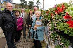 Beautiful Scotland judges Sandra Maclennan (right) and Jim Finnie (second right) during their tour of Wick on Monday. They were shown around by members of the flower baskets committee (from left): Donald Harper, Doreen Turner, Martin Duffy and Joanna Cogh