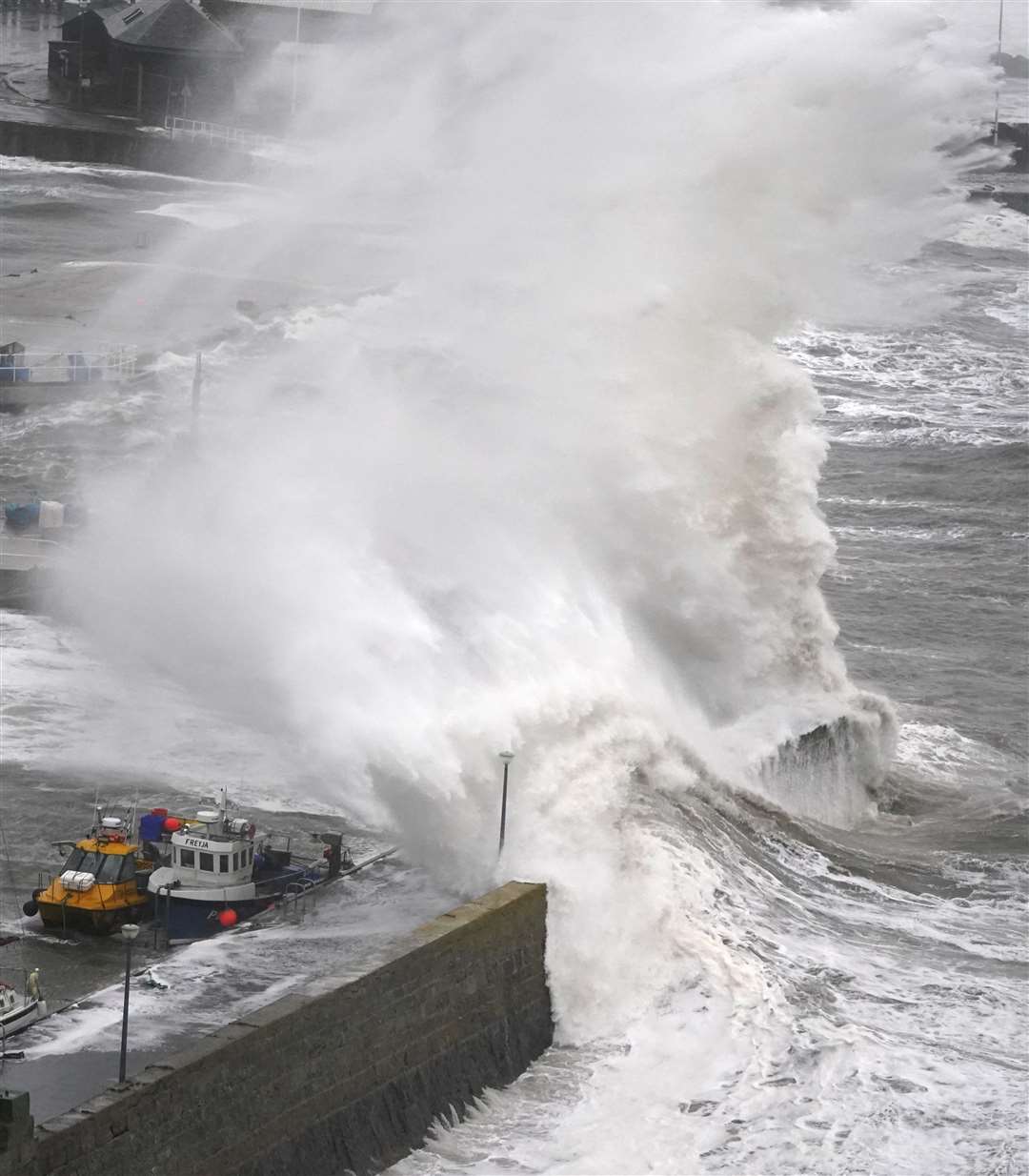 Waves hit Stonehaven harbour (Andrew Milligan/PA)