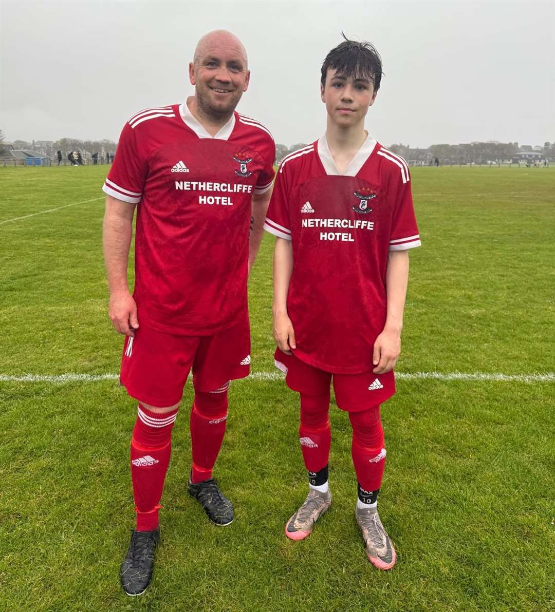 Veteran defender and Wick Groats assistant Stewart Ross came out of retirement to share the field with son Max, who made his debut for the club.