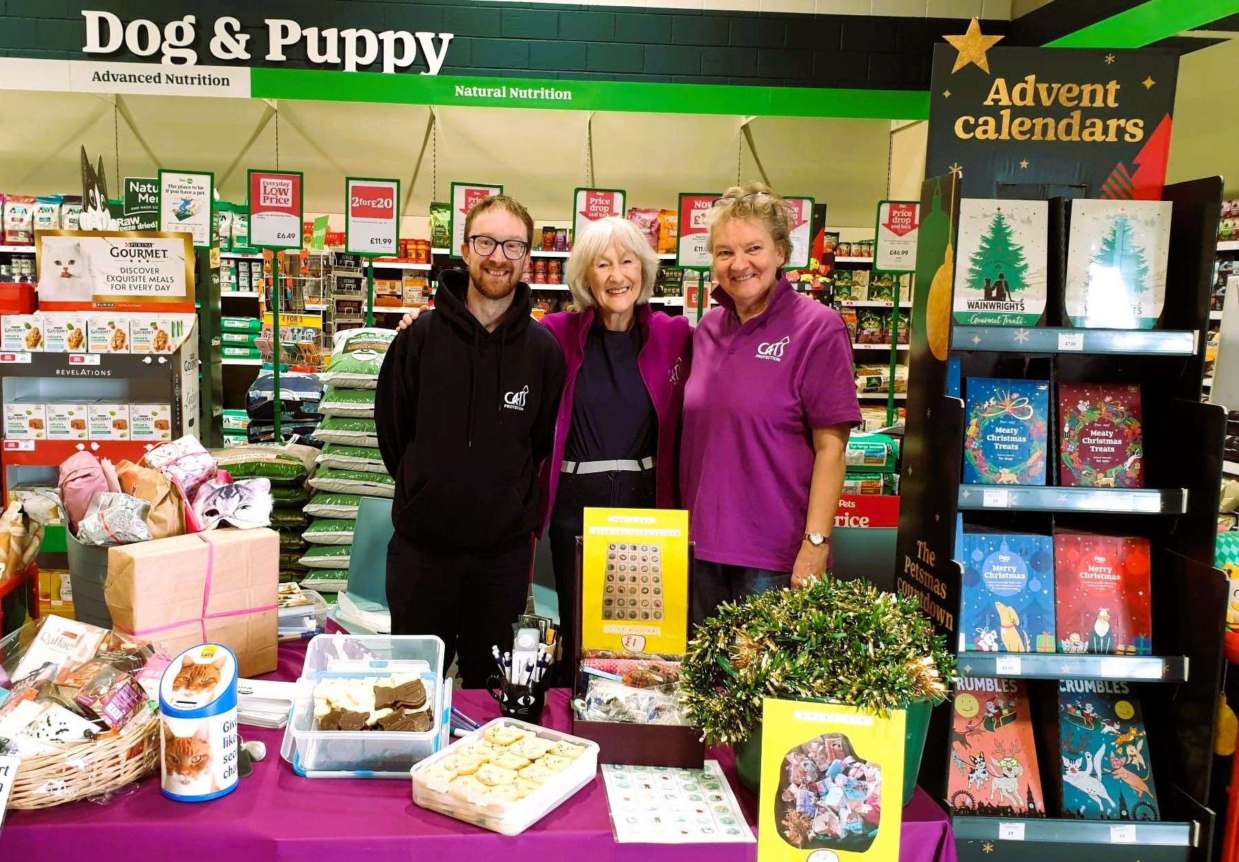 Cats Protection volunteers, from left, Andy Milne, Joan Campbell and Anne Duffy. Picture supplied