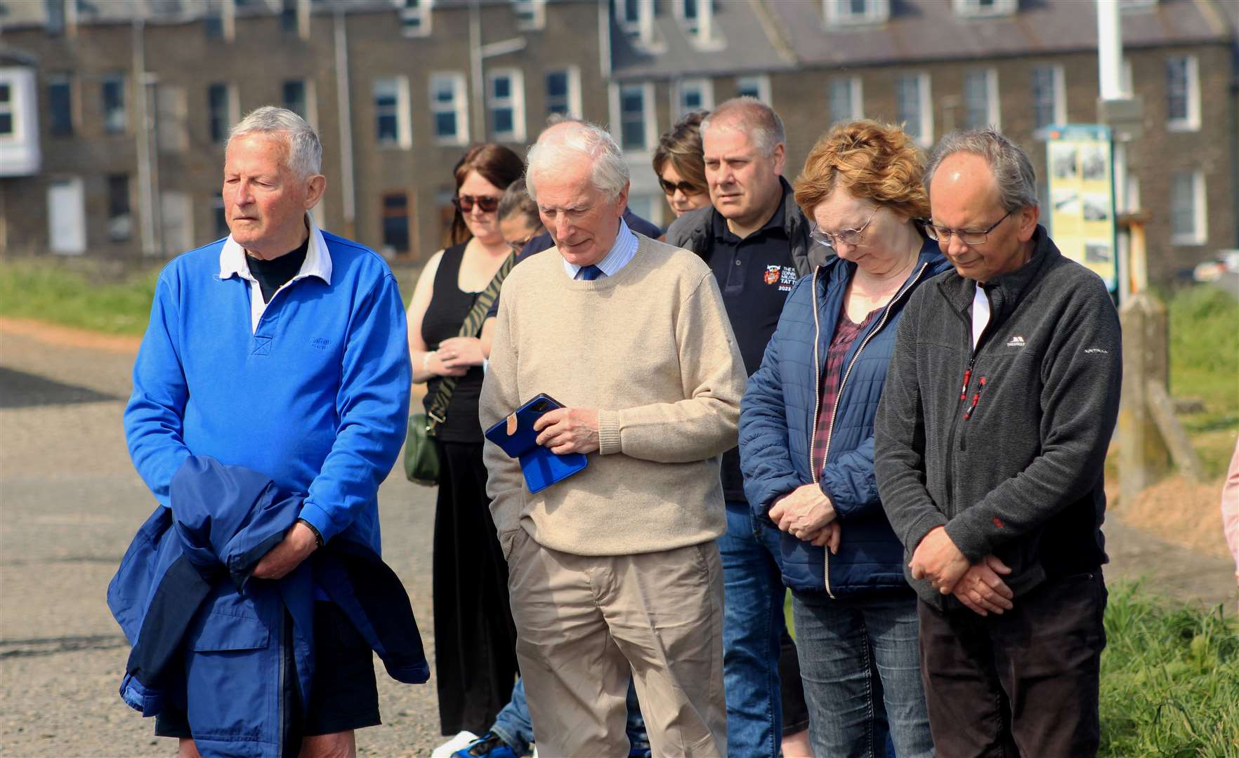 A section of the respectful crowd during the National Fishing Remembrance Day event in Wick. Picture: Alan Hendry