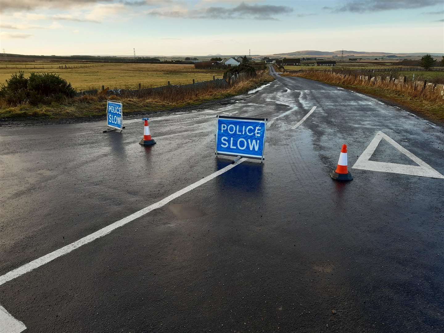 Police signs at Achalone earlier this morning. Pics Matthew Reiss