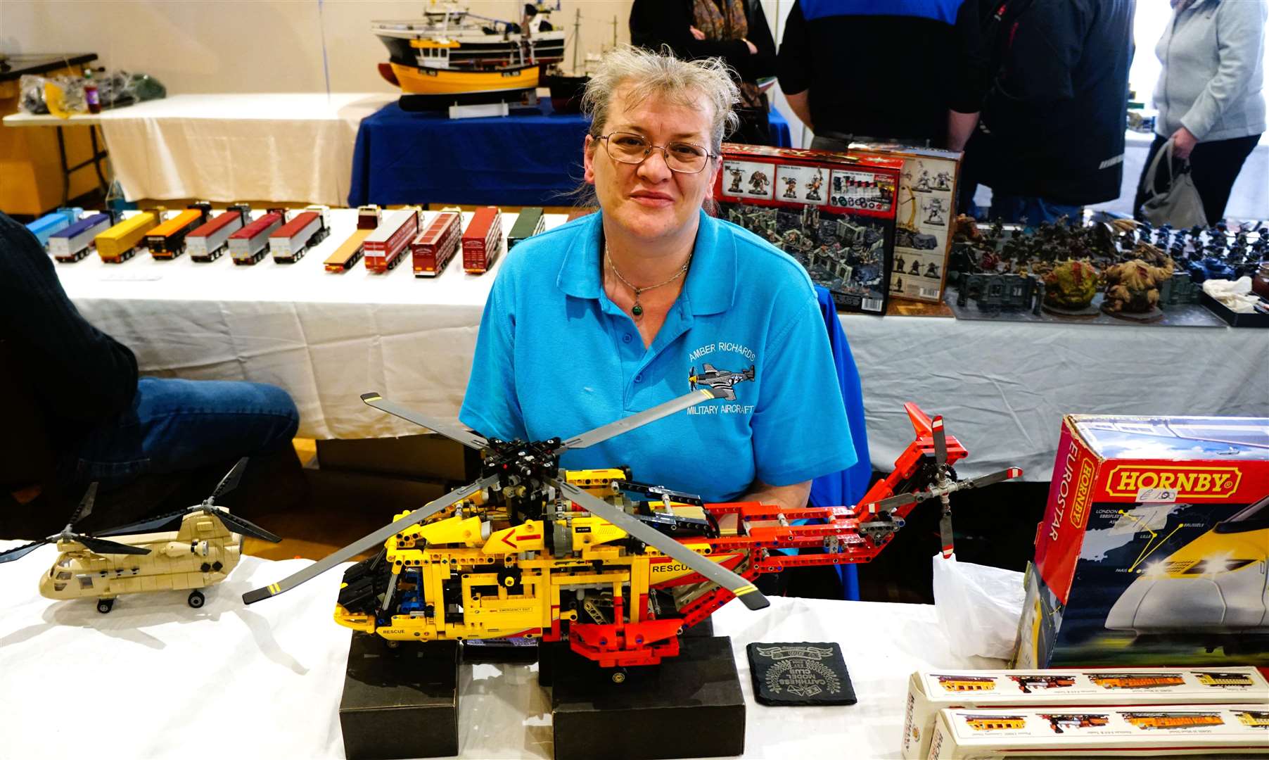 Amber Richards travelled from Oban with her Lego models of military aircraft. Picture: DGS