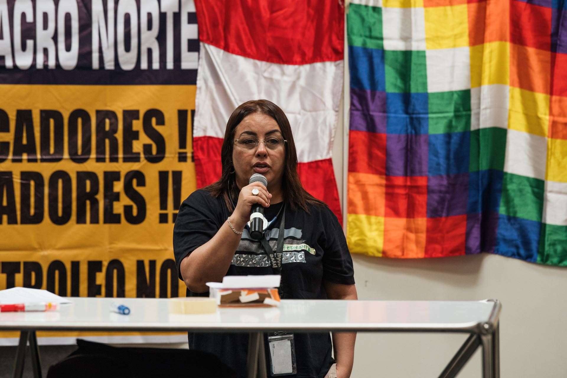 Climate activists Fernanda Herrera, from Argentina, speaks at the Peoples’ Forum for Climate Justice and Financial Regulation (Klima-Allianz Schweiz)