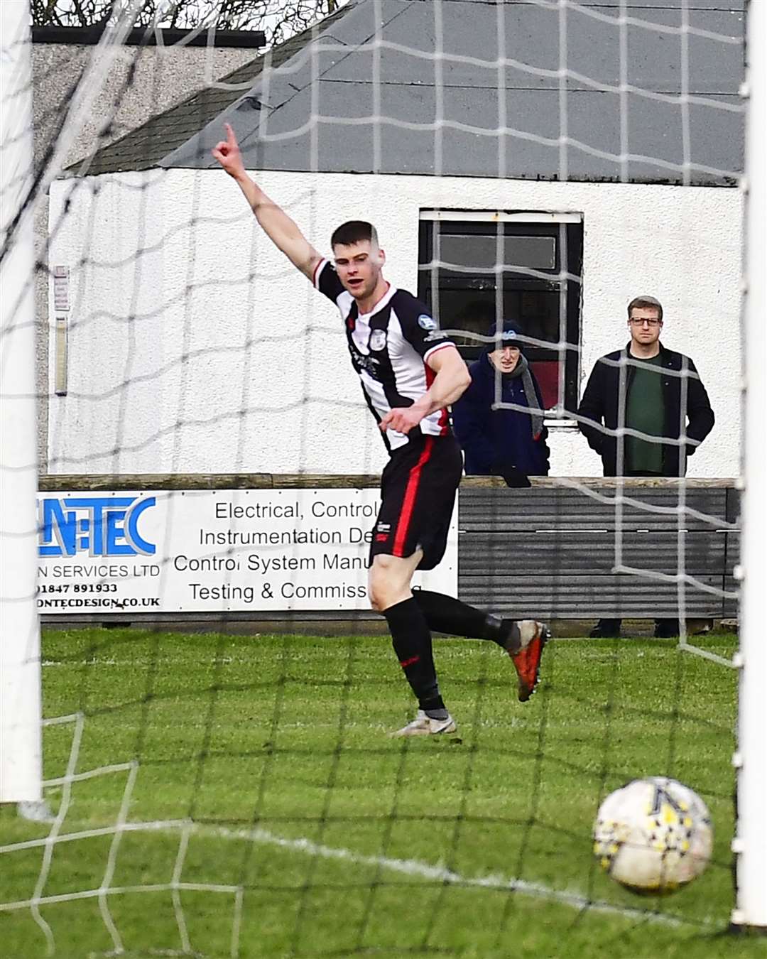 Marc Macgregor's shot finds the net to put Wick Academy in front against Nairn County. Picture: Mel Roger