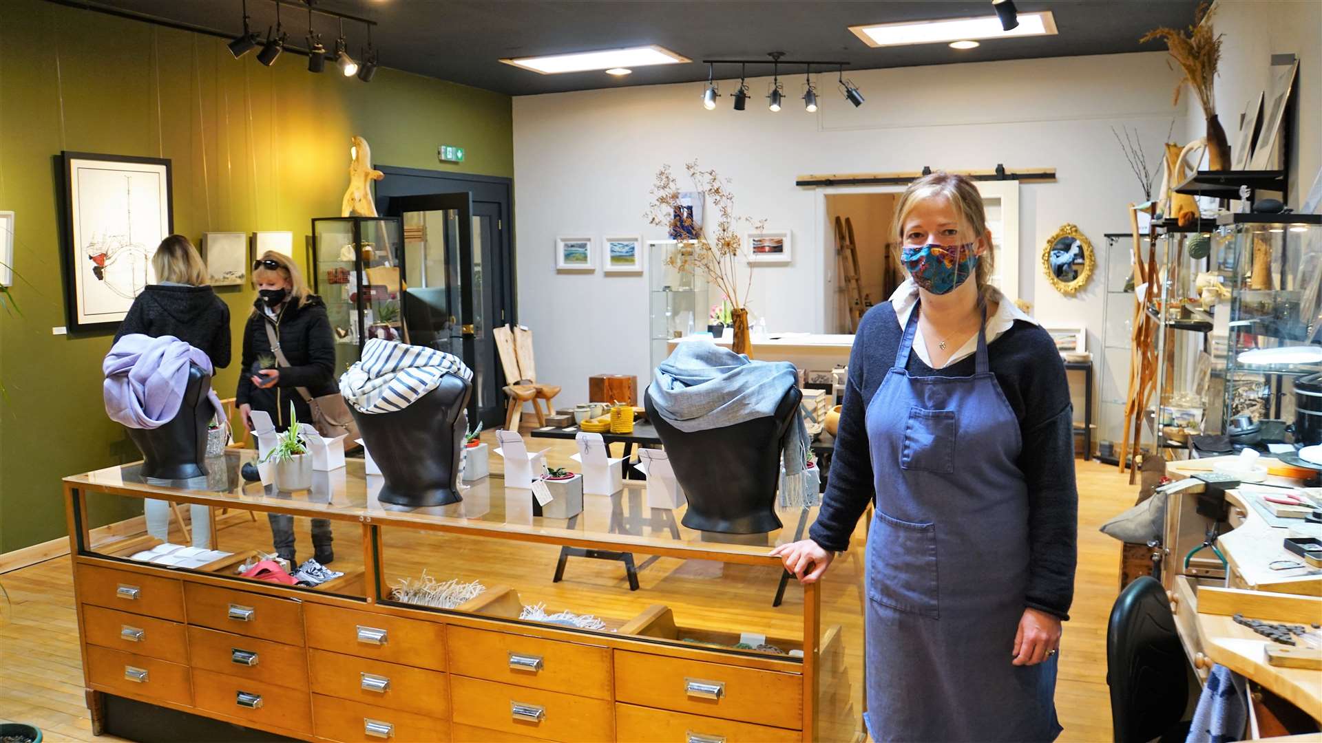 Lindsey Gallacher in her studio and workshop at Brabster Street in Thurso.