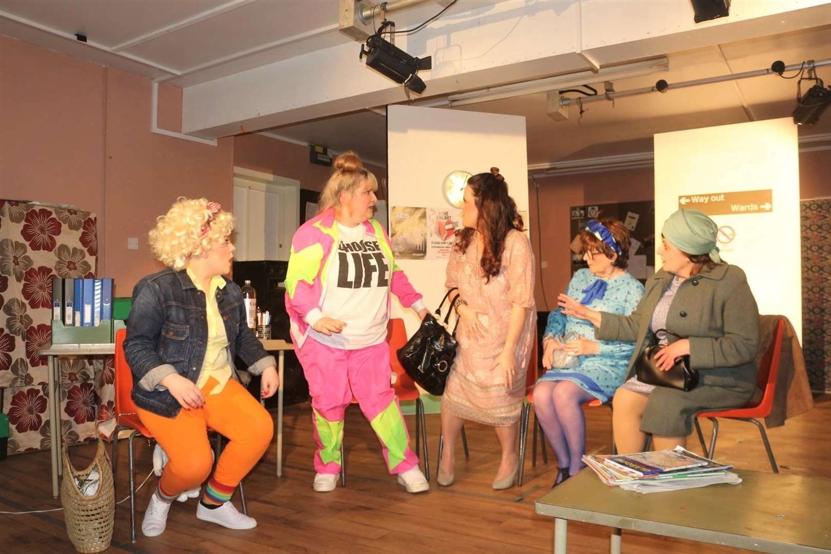 Some of cast of Womberang in action at the dress rehearsal in the club's Moray Street premises. From left: Gina Alexander, Dolly; Clare Center, Rita; Chloe Bunch, Lynda; Marney Bruce, Mrs Lovett and Margaret Thomson, Mrs Connelly.