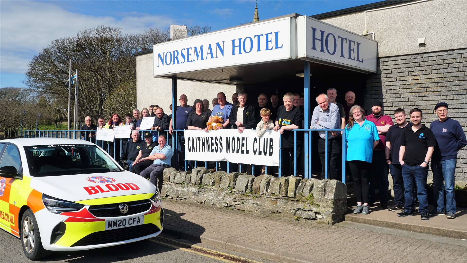 Members and exhibitors from the Caithness Model Club show at the Norseman Hotel on Sunday. Also present are recipients of the charity cheques given out. Picture: DGS