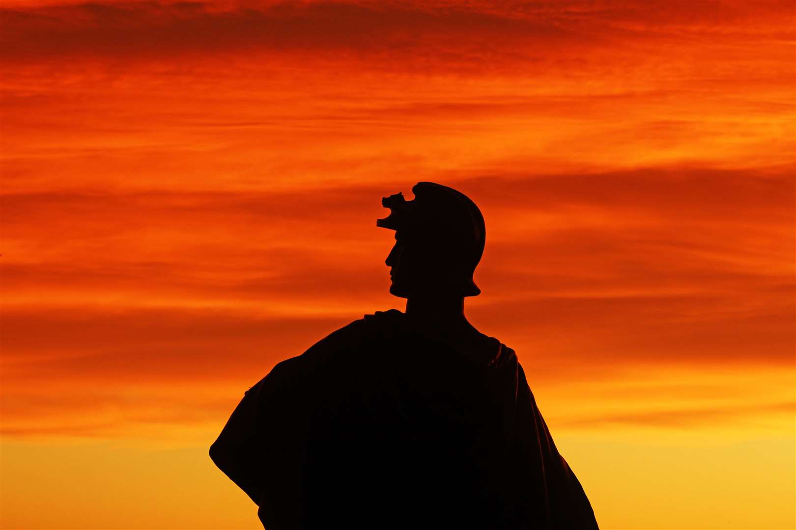 The statue silhouetted against an early-morning sky. Picture: Alan Hendry
