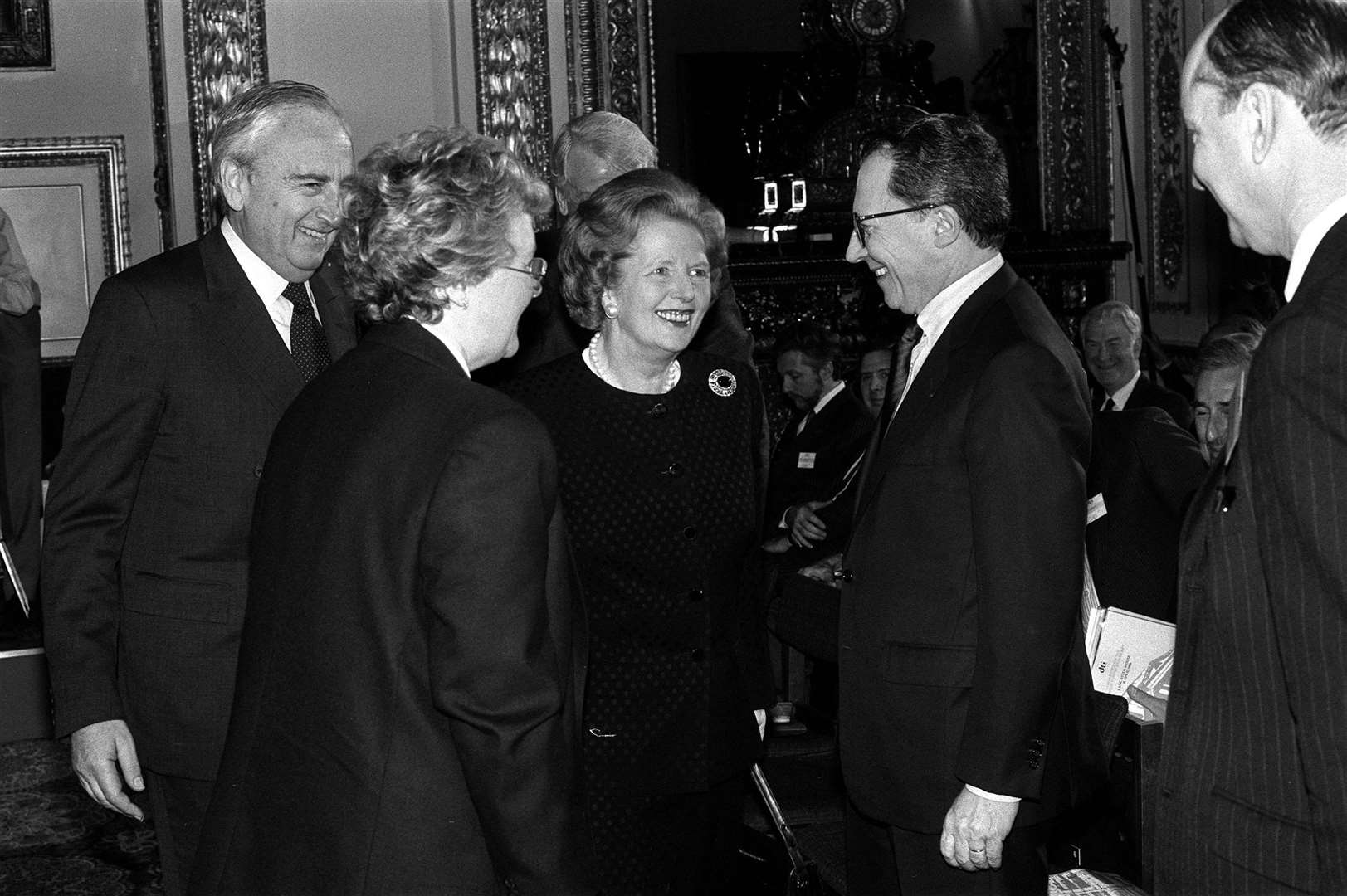 Margaret Thatcher meeting Jacques Delors at a European single market in London (PA)