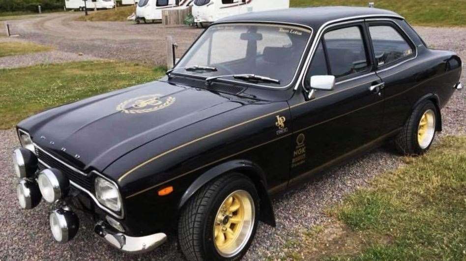 Iain MacKenzie's winning Mk1 Ford Escort 1300E, in John Player Special livery.