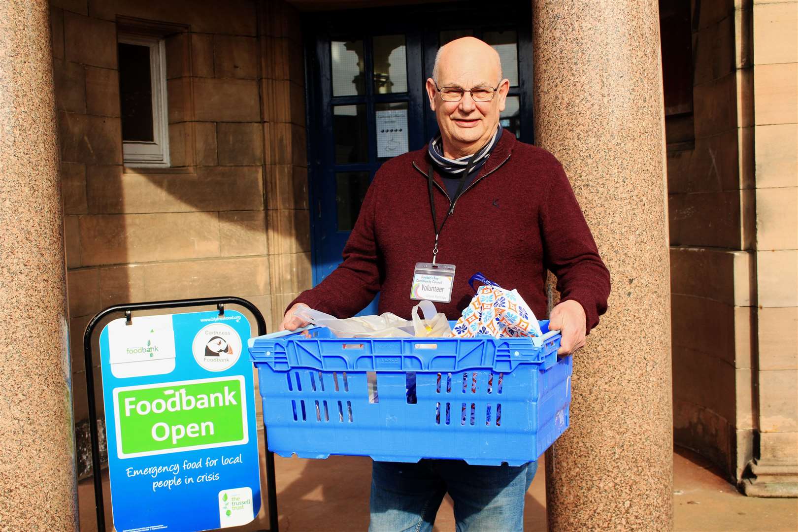 Caithness Foodbank chairman Grant Ramsay outside the charity's Wick centre at the former Carnegie library. Picture: Alan Hendry