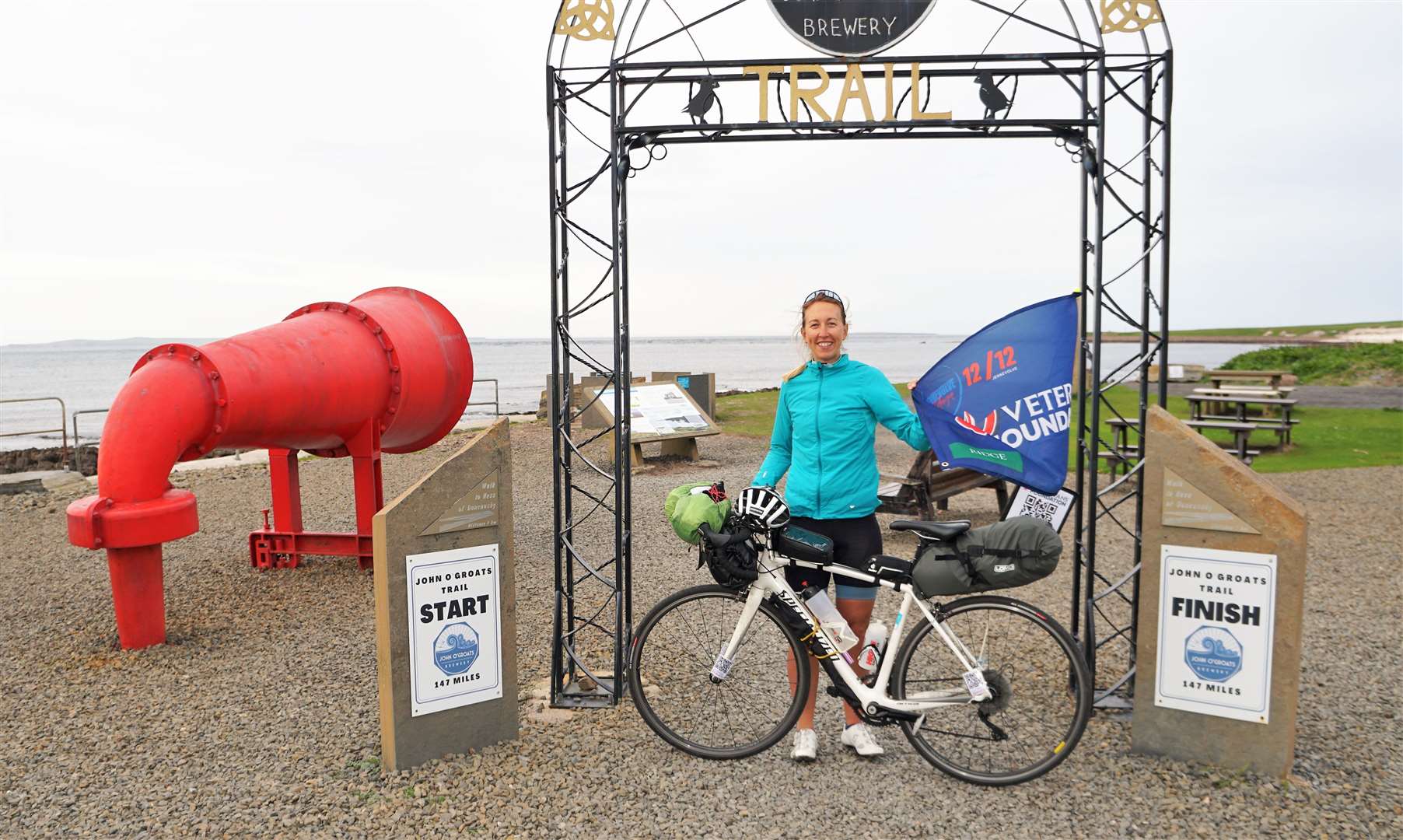 Major Jennifer Price at the official end and start point for end to end challenges. Picture: DGS