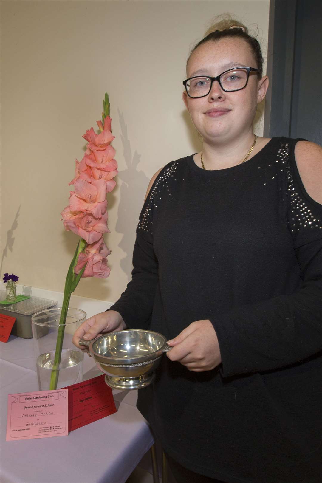 Shannon Martin with her gladioli that won the best exhibit at the Reiss Gardening Club's annual open flower and vegetable show. Picture: Robert MacDonald/Northern Studios