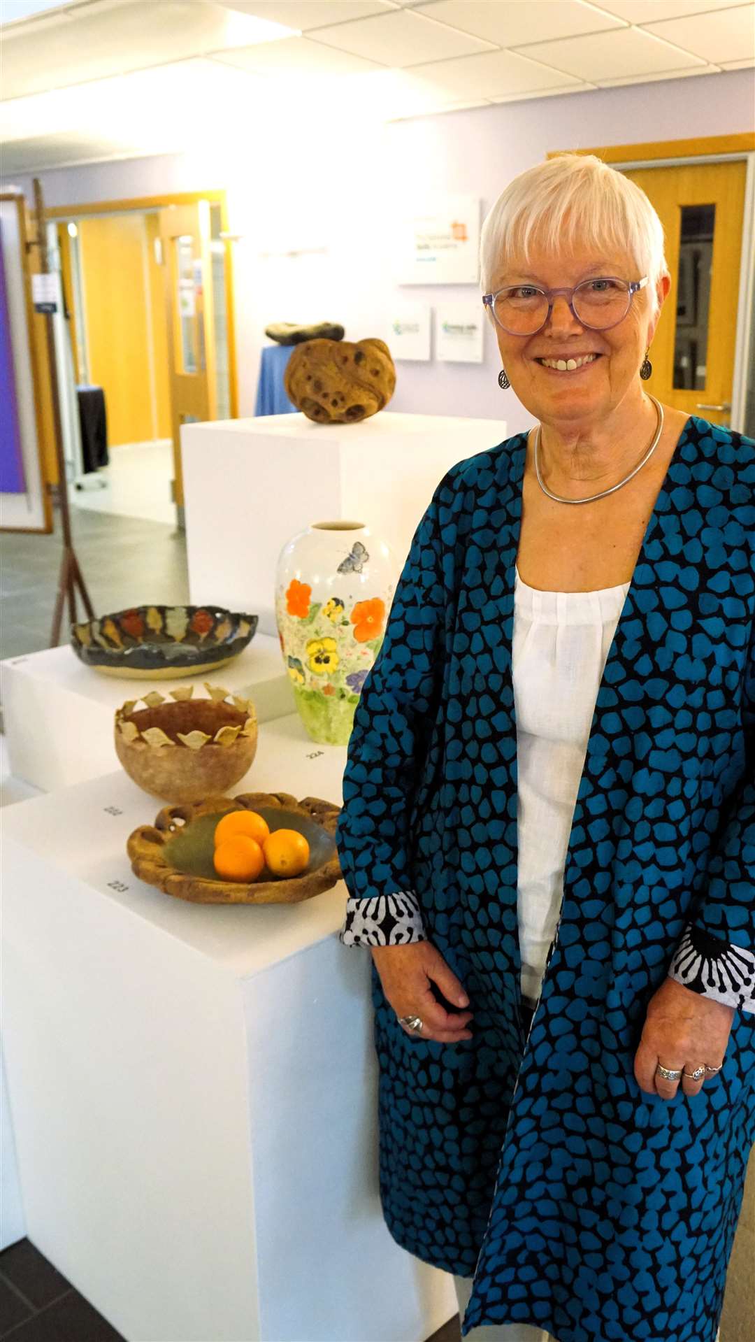 Su Edwards with examples of her stoneware bowls next to her. Picture: DGS