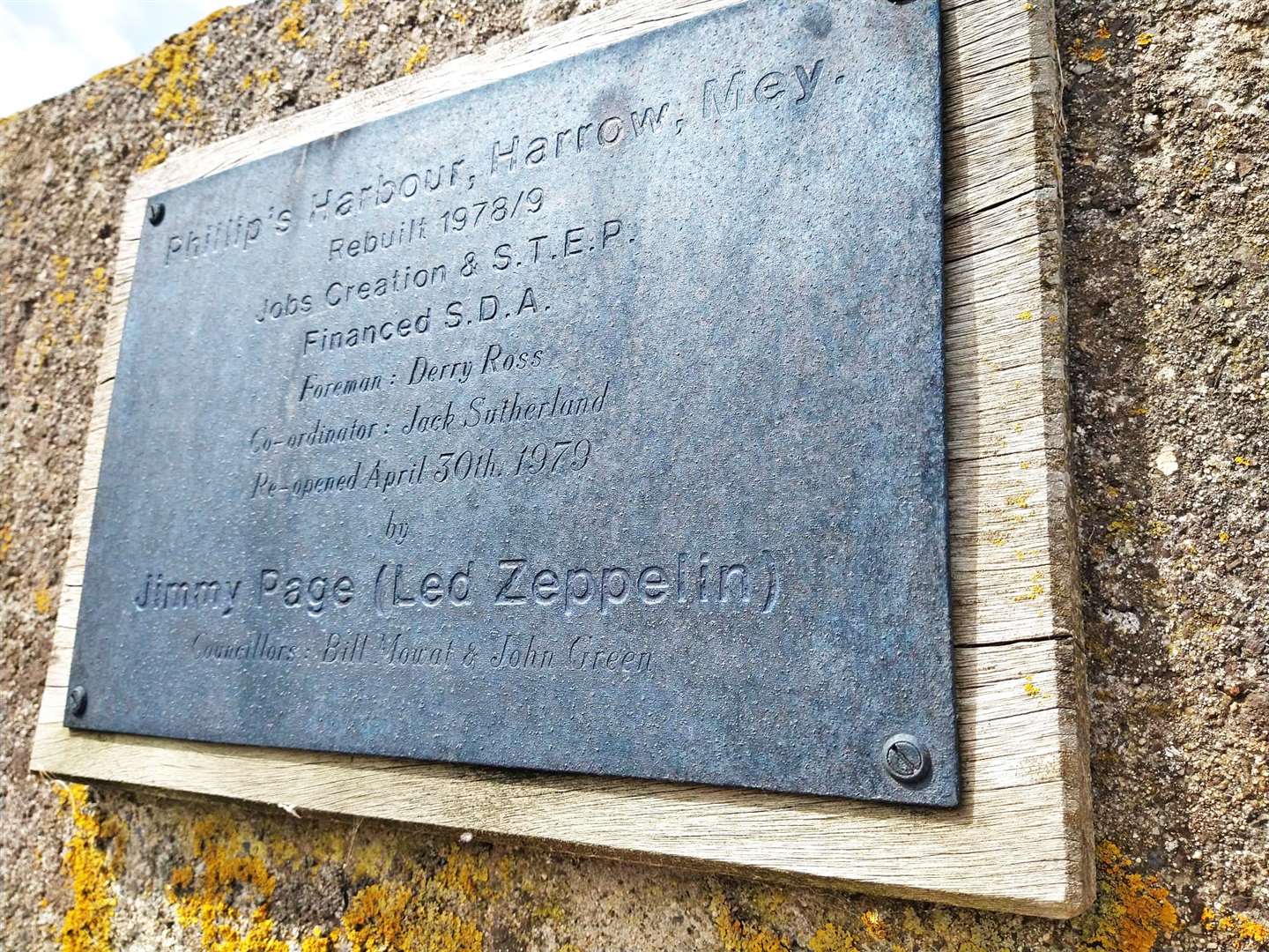 The plaque commemorating the official opening by rock guitarist Jimmy Page. Picture: Willie Ross