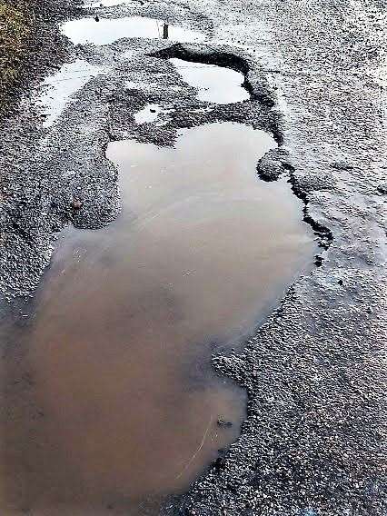 A huge pothole on the Ham road that needs attention. Picture: CRR