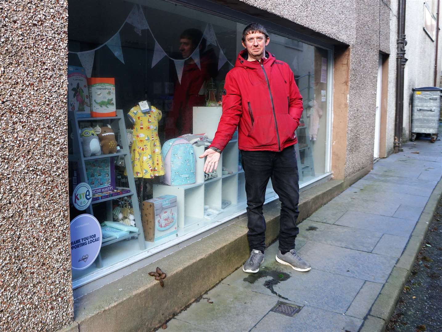 Wick shopowner Chris Haugh talked about his disgust at finding dog excrement on the windowsill of his shop. Picture: DGS