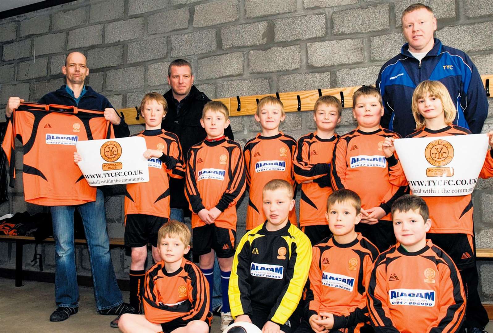 Thurso Youth Club U11s received new strips ahead of a trip to Blackpool’s annual football tournament in April 2009. Also in the picture are sponsor Alan Cameron and coaches Leslie Mackay and Paul Reid.