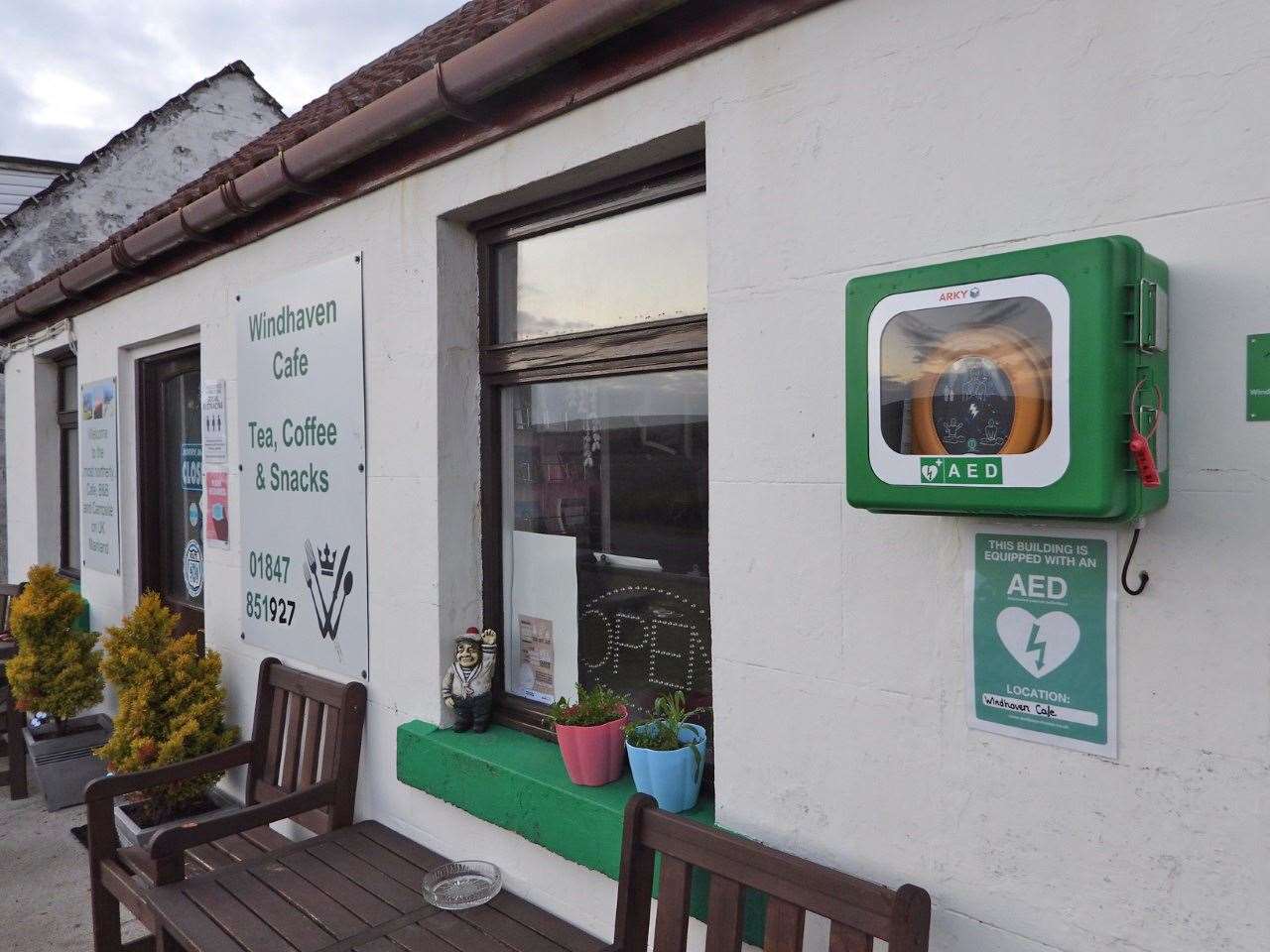 The new defibrillator at the Windhaven Cafe in Brough.