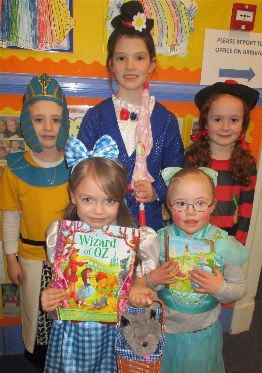 Some of the book characters smiling for the camera.