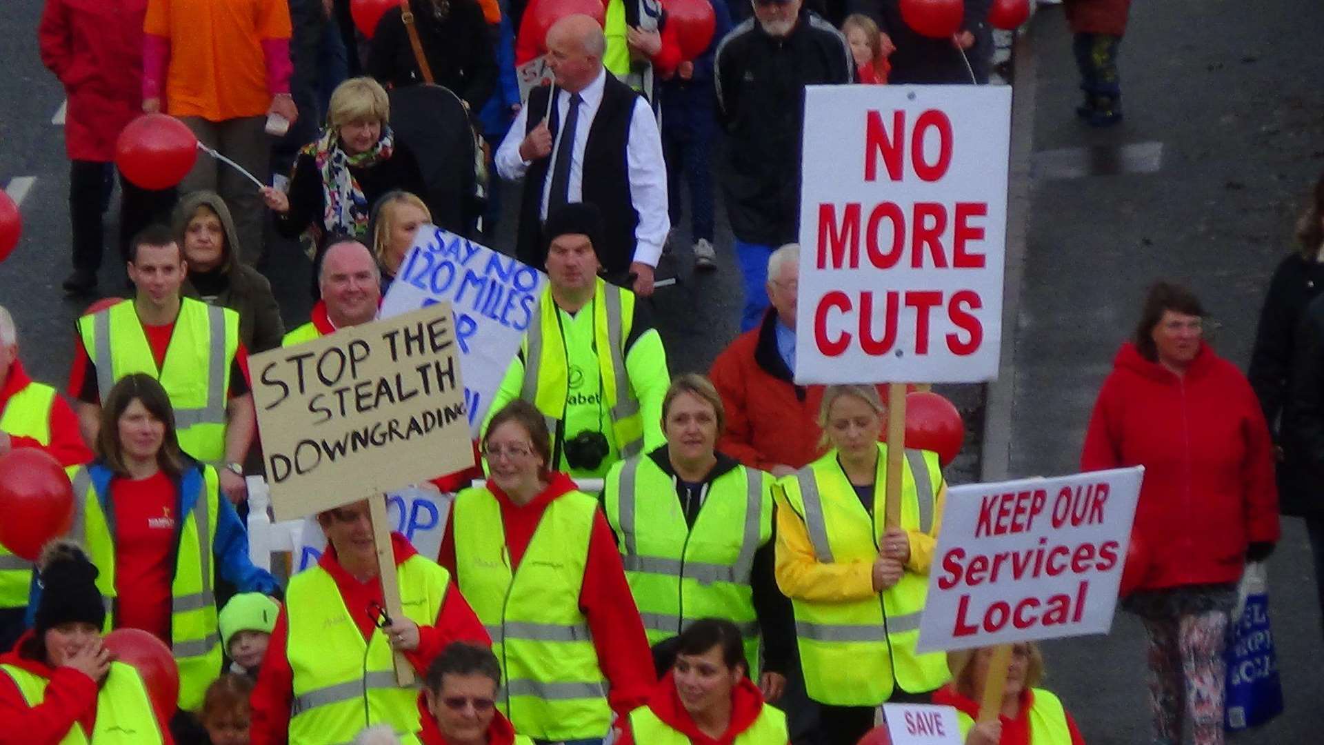 Protestors took to the streets last month against cuts to health sevices in Caithness. Photo: Will Clark
