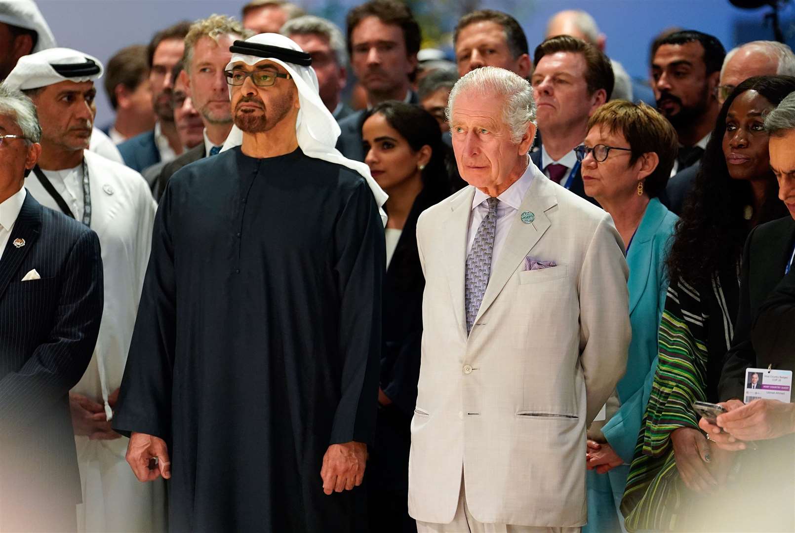The King and Sheikh Mohammed bin Zayed Al Nahyan, President of the United Arab Emirates, on Thursday (Andrew Matthews/PA)