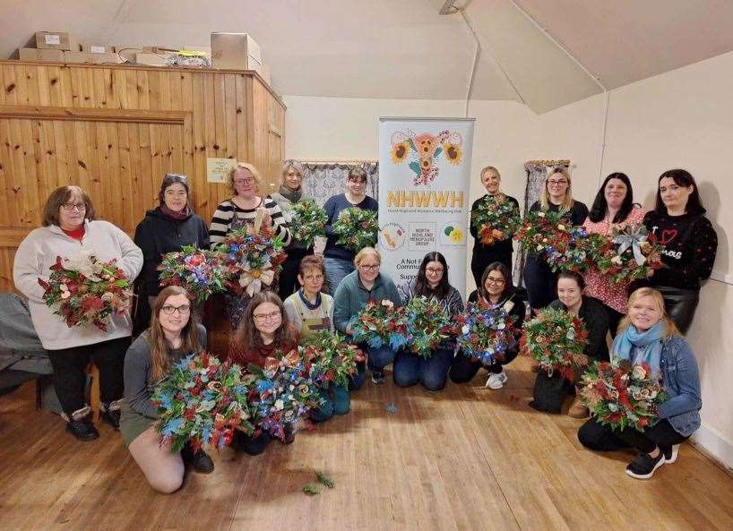 A recent wreath-making session held by North Highland Women’s Wellbeing Hub.