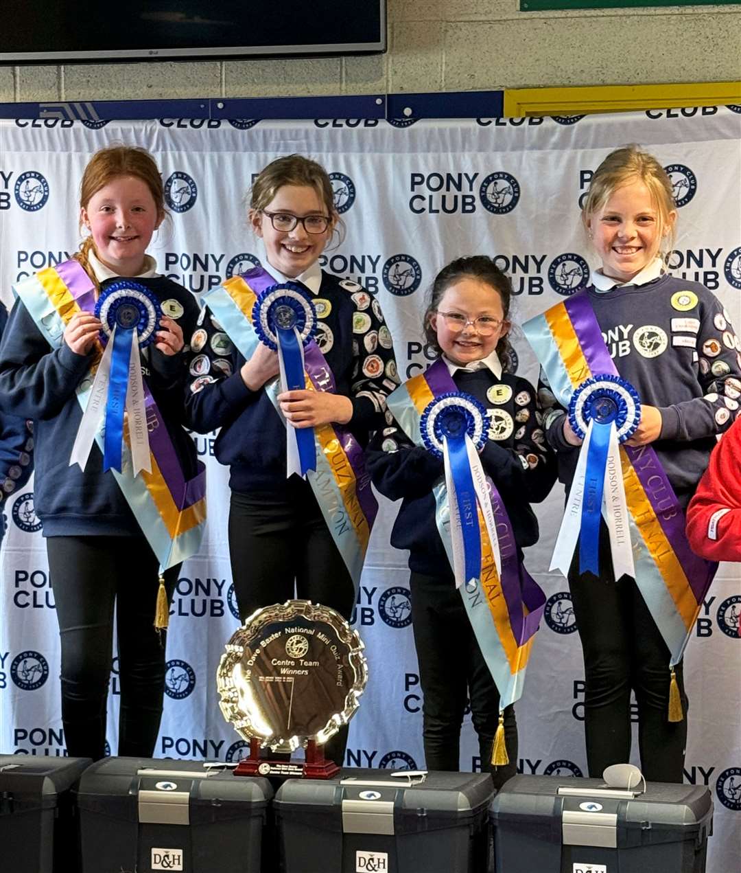 From left: Stacey Hart, Megan Mackenzie, Maisie McAdie and Kate Little, national quiz winners in the section for Pony Club mini centres.
