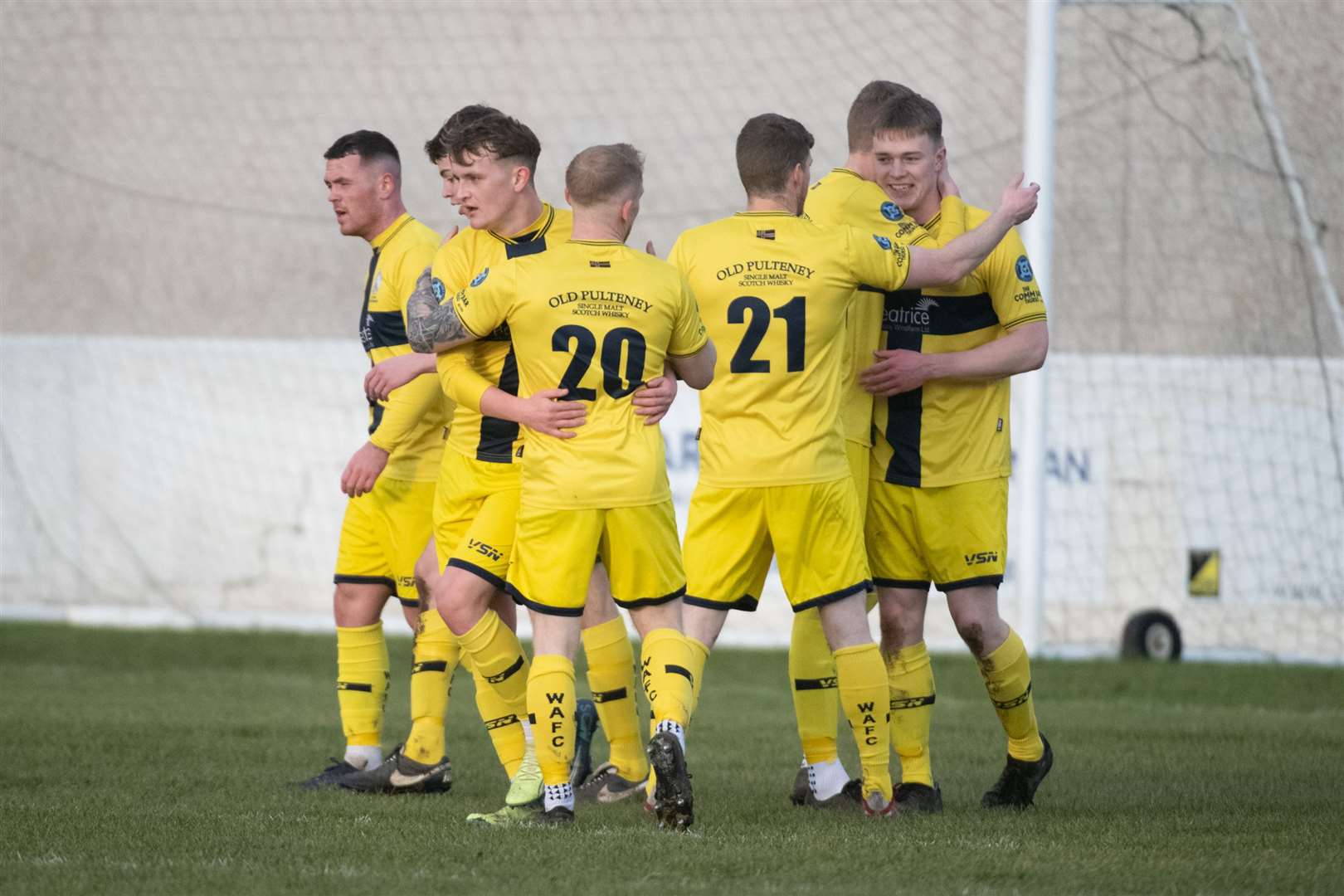 Jamie Flett takes the acclaim after putting Wick Academy two up at Grant Street Park. Picture: Callum Mackay