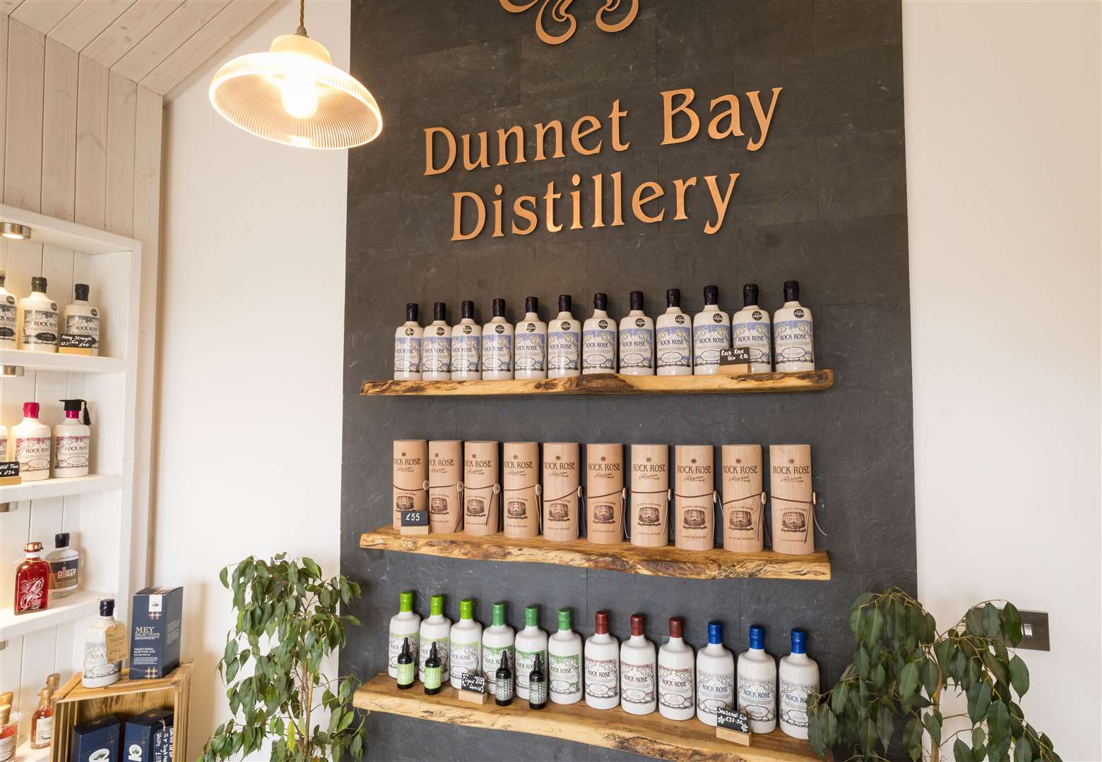 Ceramic bottles make up part of Dunnet Bay Distillers brand identity.