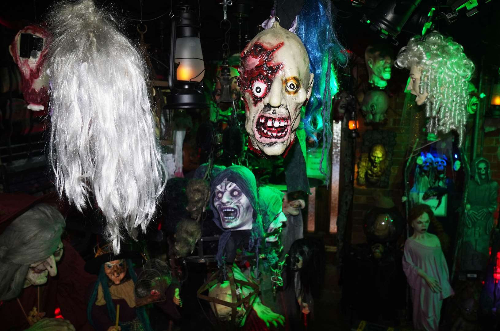 Neighbours help out with the Halloween House of Horrors (Brian Lawless/PA)